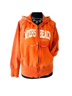 #27 TATTOO TATTOO by FREE SPIRIT ~ Orange Distressed Hoodie Jacket w/Pockets